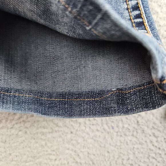 Silver Jeans Women's 29x28 90s Suki Flare Leg Blue Denim Stretch Low Rise Hemmed - Picture 13 of 13